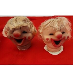 Vintage Lot of 2 Vinyl Clown Head for Crafting NOS